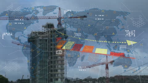 World Map Overlay with Digital Global Business Data Concept