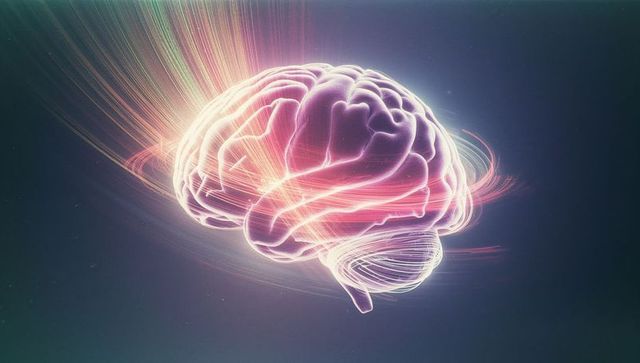 Futuristic Glowing Brain in Digital Neural Space