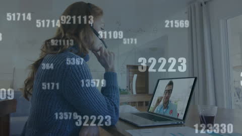 Remote Work Video Call with Data Visualization Overlay