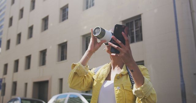 Urban Explorer Drinking Coffee and Navigating with Smartphone - Download Free Stock Images Pikwizard.com