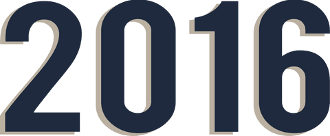 Bold 2016 Text on Transparent Background for Celebration Design