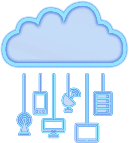 blue cloud with communication devices on transparent background - Download Free Stock Videos Pikwizard.com
