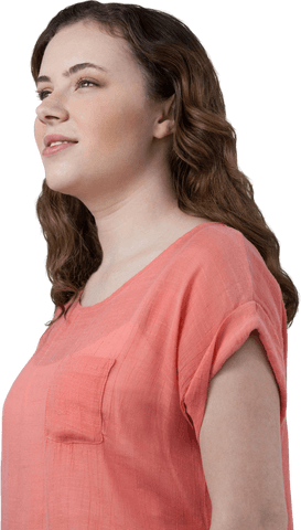 confident young woman in casual coral top looking motivated - Download Free Stock Videos Pikwizard.com