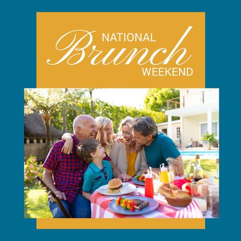 family celebrating national brunch weekend outdoors - Download Free Stock Templates Pikwizard.com