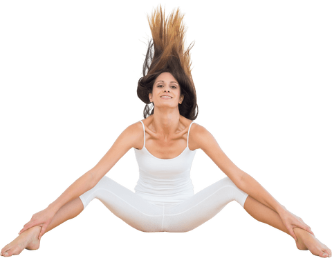 Caucasian woman practicing yoga on transparent background