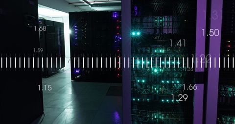 Advanced Data Processing in Modern Server Room with Graphic Interface - Download Free Stock Images Pikwizard.com