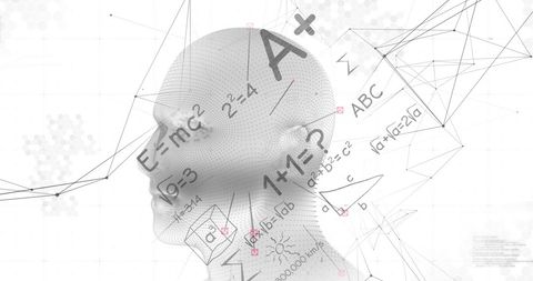 Futuristic Digital AI Head with Mathematical Concepts - Download Free Stock Images Pikwizard.com