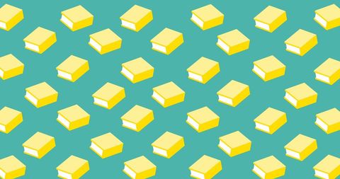 Diagonal Pattern of Yellow Books on Teal Background - Download Free Stock Images Pikwizard.com