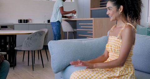 Young Couple Enjoying Quality Time Together in Modern Kitchen Lounge