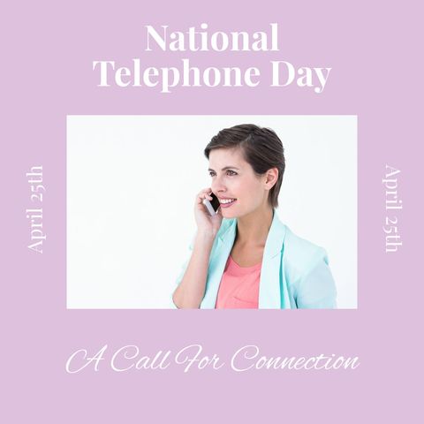 national telephone day young woman talking on smartphone - Download Free Stock Templates Pikwizard.com