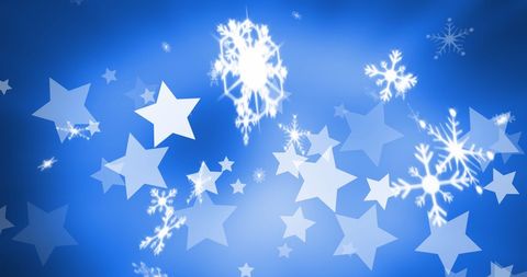 Ethereal Blue Christmas Lights with Falling Snowflakes