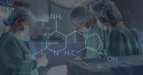 Diverse Surgeons in Operating Room with Chemical Data Overlay - Download Free Stock Images Pikwizard.com