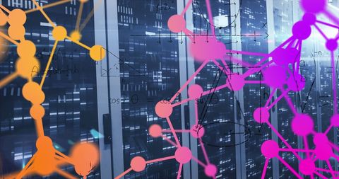 Bright Network Connections with Calculations on Data Servers - Download Free Stock Images Pikwizard.com