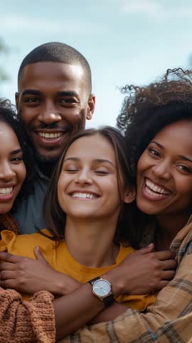 Friends Hugging and Smiling in Park Vertical Video Featuring Mustard Top