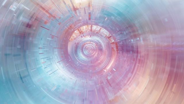 Futuristic Cyber Vortex with Geometric Lines and Colors