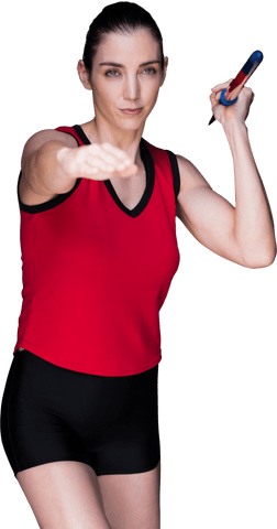 Transparent image female athlete engaging in javelin throw