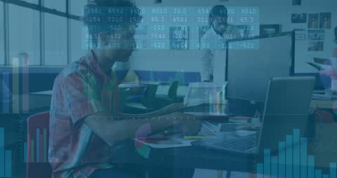 Analyzing Financial Data with Diverse Professionals in Modern Office