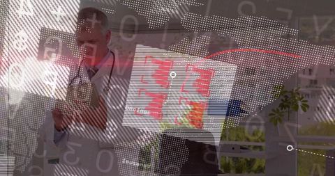 Senior Doctor Analyzing Global Healthcare Data on Tablet