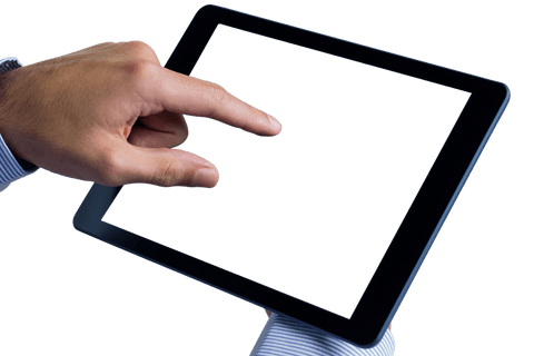 Hand Gesturing on Tablet Screen with Transparent Background - Download Free Stock Videos Pikwizard.com