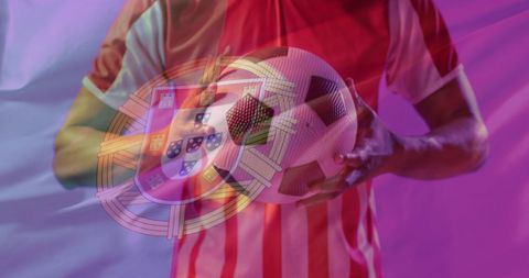 Soccer Player Holding Ball with Portugal Flag Overlay - Download Free Stock Images Pikwizard.com