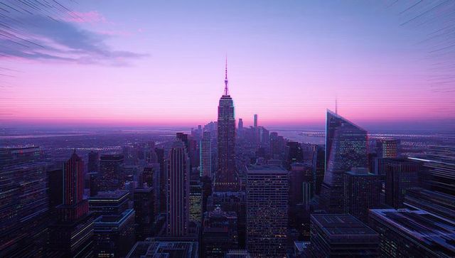 New york city skyline at twilight with empire state building
