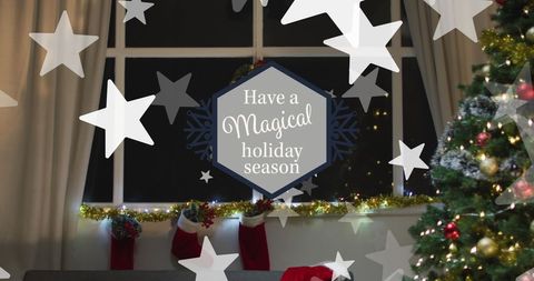 Festive Christmas Living Room with Magical Holiday Message