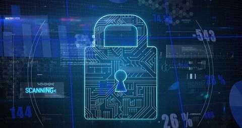 Digital Cybersecurity Padlock with Data Analysis Graphics - Download Free Stock Images Pikwizard.com