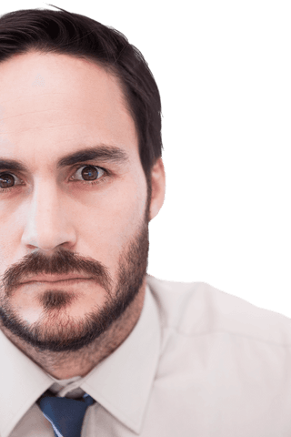 Focused Businessman Portrait on Transparent Background