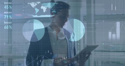 Businesswoman Analyzing Data with Futuristic Interface Display - Download Free Stock Images Pikwizard.com