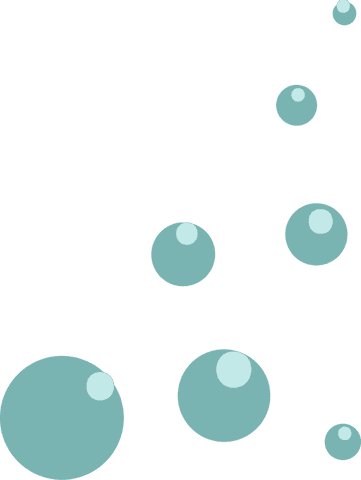 Teal circles bubbles over transparent canvas abstract design