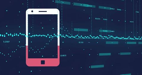 Digital Data Analytics Dashboard with Mobile Technology Icon