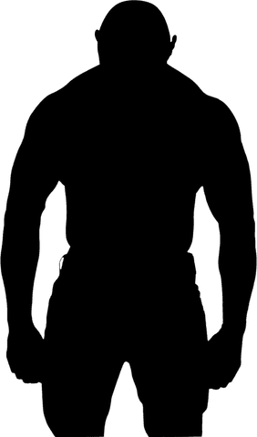 Silhouette of shirtless man flexing muscles on transparent background