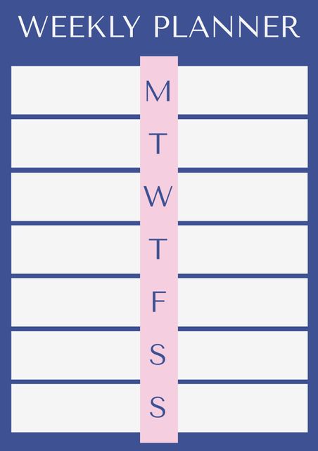 This minimalist weekly planner template features a simple layout with a pink accent to organize weekly activities effectively. Ideal for personal or professional use, it helps users manage their time and tasks. This planner is perfect for note-taking, making to-do lists, or scheduling appointments. It is suitable for students, professionals, and anyone looking to boost productivity and organization.