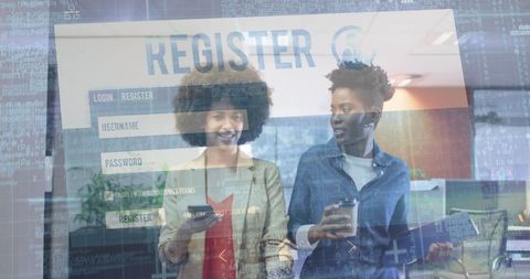 Collaborating coworkers with digital registration interface overlay