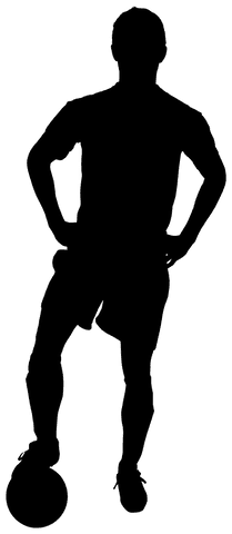 Silhouette of soccer player with ball on transparent background