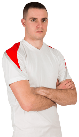 Transparent Background Athlete with Stern Look