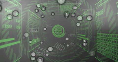 Futuristic Data Stream Tunnel with Digital Elements