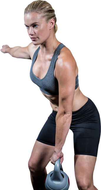 Transparent Fit Woman Lifting Kettlebell in Studio - Download Free Stock Videos Pikwizard.com