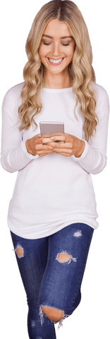 caucasian woman using smartphone transparent background lifestyle - Download Free Stock Videos Pikwizard.com