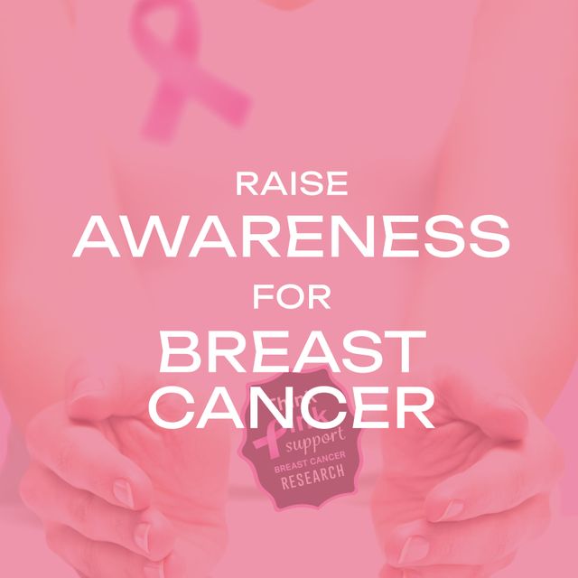 Raise Awareness for Breast Cancer with Hands Protecting Support Label - Download Free Stock Templates Pikwizard.com