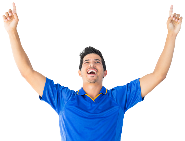 Celebrate Victory with Smiling Footballer on Transparent Background - Download Free Stock Videos Pikwizard.com