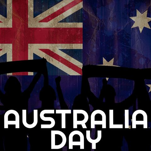 Australia Day Celebration with Flag and Silhouettes - Download Free Stock Templates Pikwizard.com
