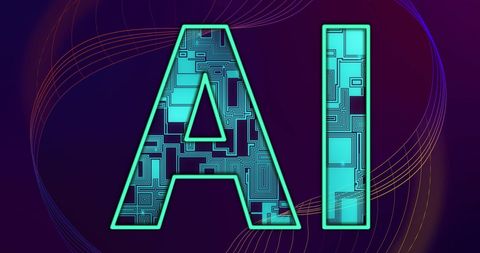 Futuristic AI Text with Circuit Board Design on Dark Background - Download Free Stock Images Pikwizard.com