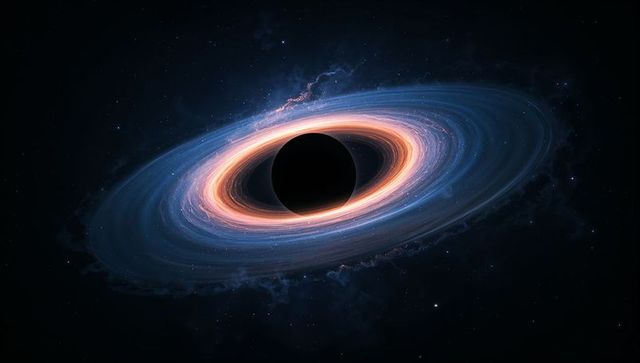Spectacular black hole with event horizon and accretion disk