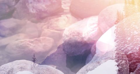 Serene Winter Landscape with Sunlit Snow-Covered Stones - Download Free Stock Images Pikwizard.com