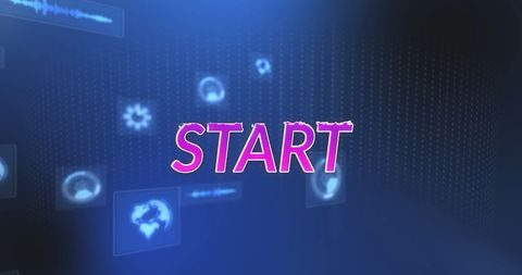 Start Text with Digital Data Icons on Blue Background - Download Free Stock Images Pikwizard.com