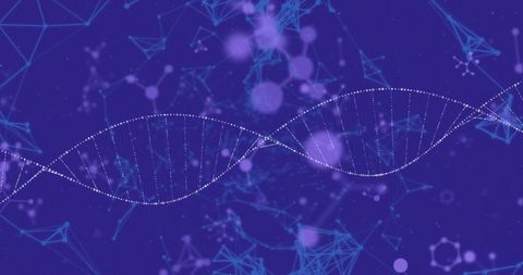 Abstract DNA Strand and Molecular Structures on Blue Background - Download Free Stock Images Pikwizard.com