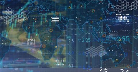 Futuristic Digital World Map with Technological Infographics - Download Free Stock Images Pikwizard.com