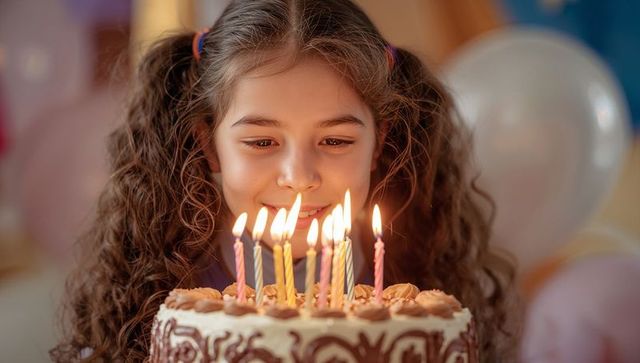Joyful Child Celebrating Birthday with Cake and Candles at Home