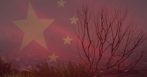China Flag Overlay on Urban Landscape and Nature - Download Free Stock Images Pikwizard.com